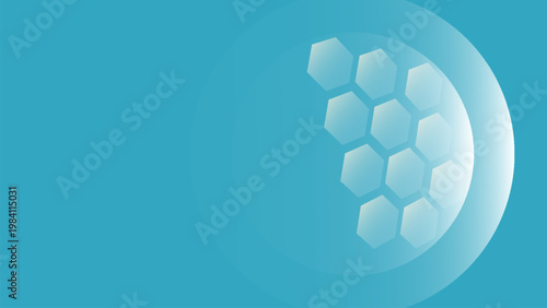 Glass transparent protection sphere shield. Sphere shield with hexagon pattern on blue background.
