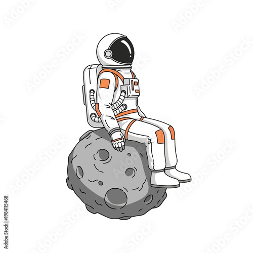 Astronaut sitting on moon, space exploration