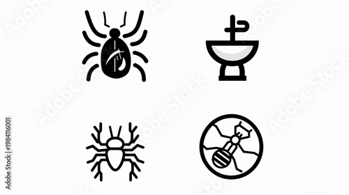 Collection of black vector icon illustrations on a white background