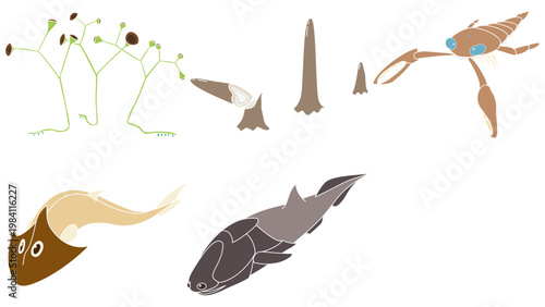 シルル紀生物の素材セット