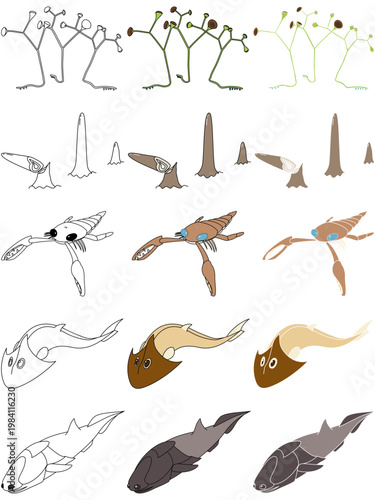 シルル紀生物の素材セット