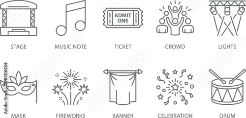 icon set for party, concert, and celebration