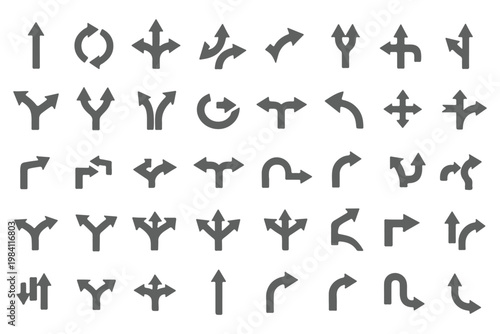Bild auf Leinwand Black traffic direction arrow icon set on white background