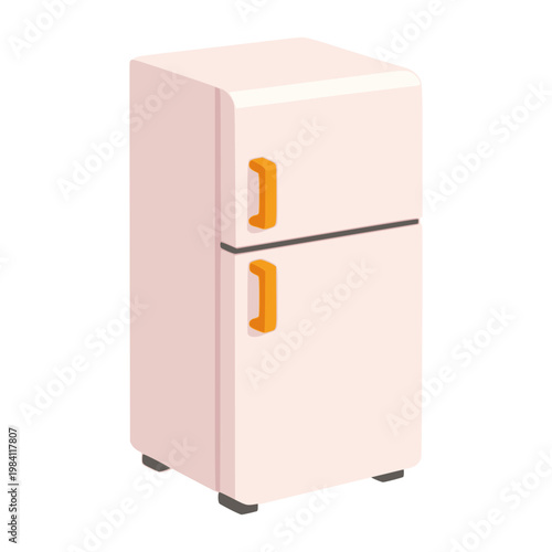 light peach refrigerator electronic home cooling machine flat color vector illustration template design