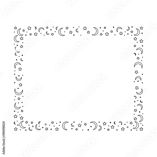 Illustration depicts a moonlit night border with stars.