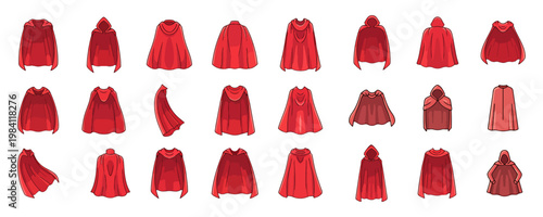 Set of Red Cloaks and Capes