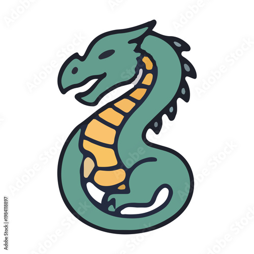 Cute Green Dragon Illustration