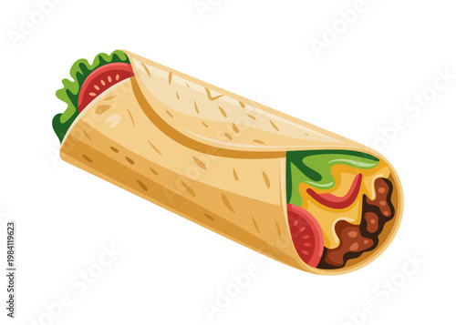 Mexican Burrito Wrap Street Food Illustration – Cinco de Mayo, National Burrito Day, Mexican Independence Day