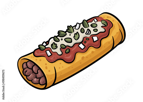Mexican Burrito Wrap Street Food Illustration – Cinco de Mayo, National Burrito Day, Mexican Independence Day