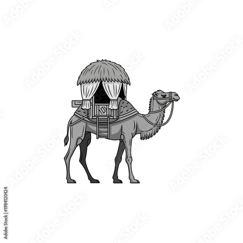 Camel Caravan Ride with Traditional Hut and Curtains