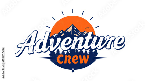 Adventure Crew Retro Design for Mountain Hiking and Outdoor Exploration Apparel