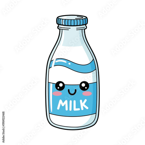 Cute milk bottle with face