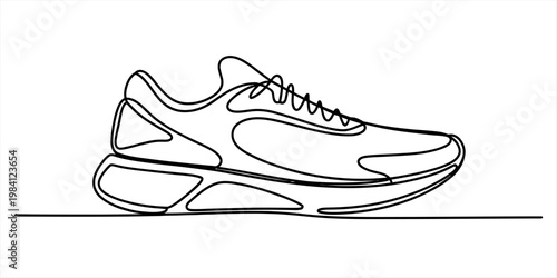 Continuous line drawing of a stylish modern sneaker shoe minimalist illustration Vector, illustration