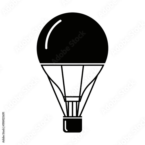 Hot Air Balloon Silhouette Icon Vector Illustration