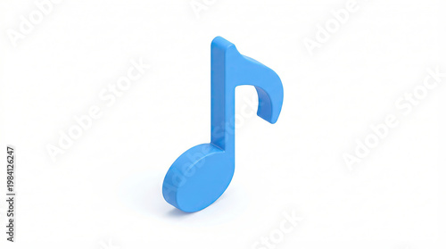 A blue musical note icon stands alone in a plain white environment