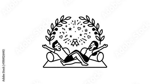 Joyful Couple Celebrating with Fireworks Graphic