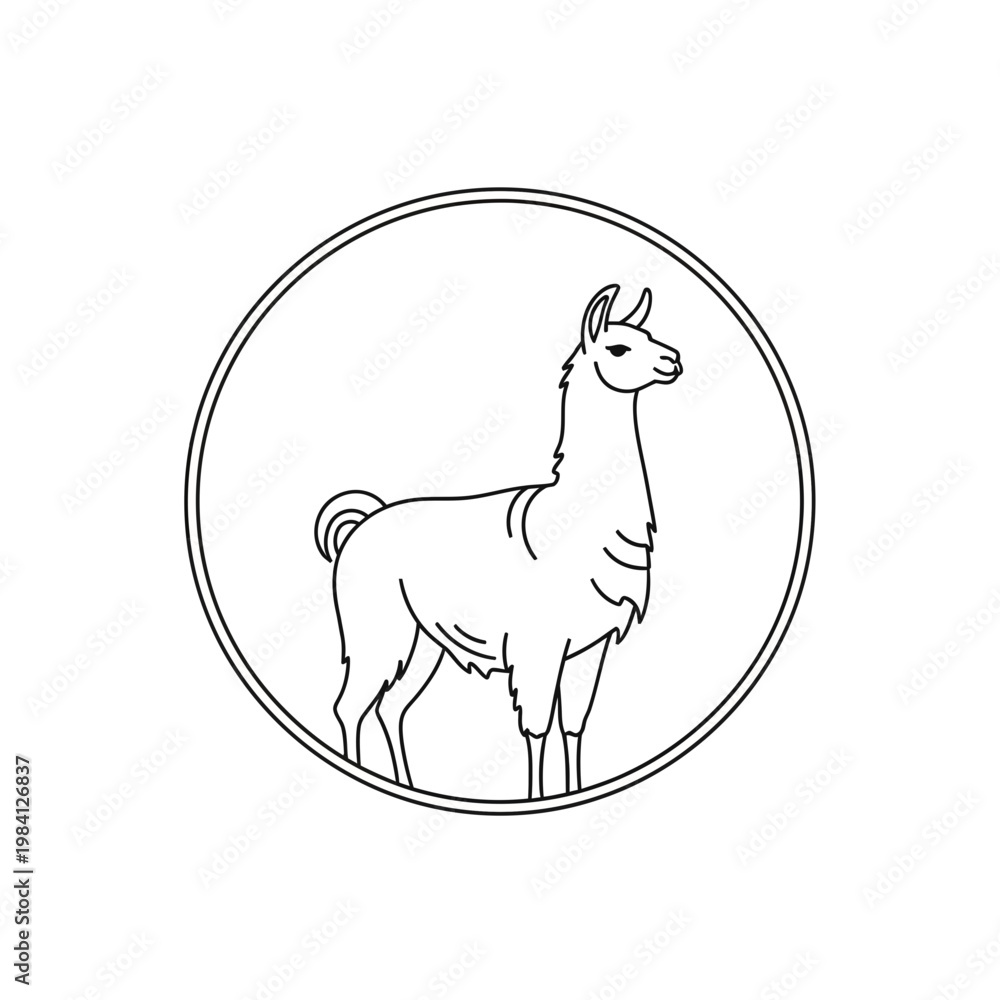 Fototapeta premium Minimalist Llama Icon Vector Art - Cute Animal Emblem