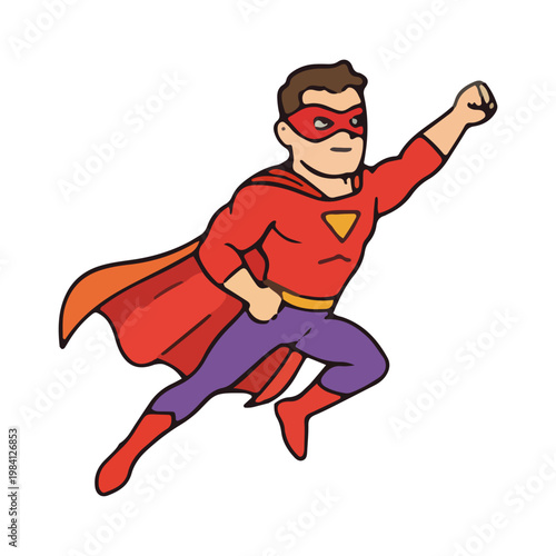 Cartoon Superhero Flying Character
