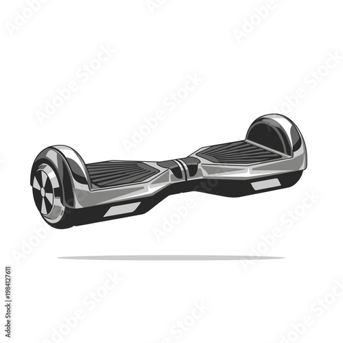 Modern Hoverboard Self-Balancing Scooter, Futuristic Personal Transport, White Background