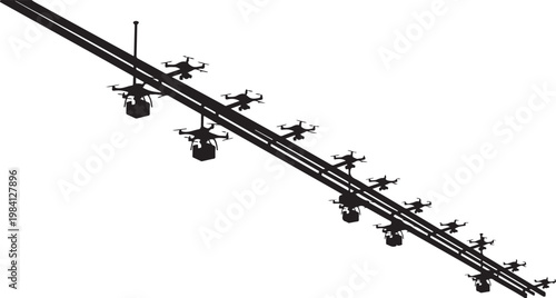 Black silhouette of woman in electric wheelchair, profile view, vector icon, disability awareness symbol