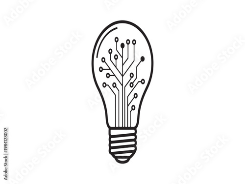 Doodle of a light bulb with internal circuitry a symbol of innovation and ideas
