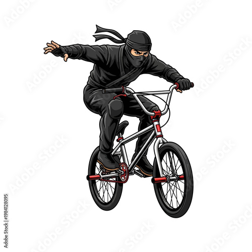 Ninja BMX Rider Performing Trick