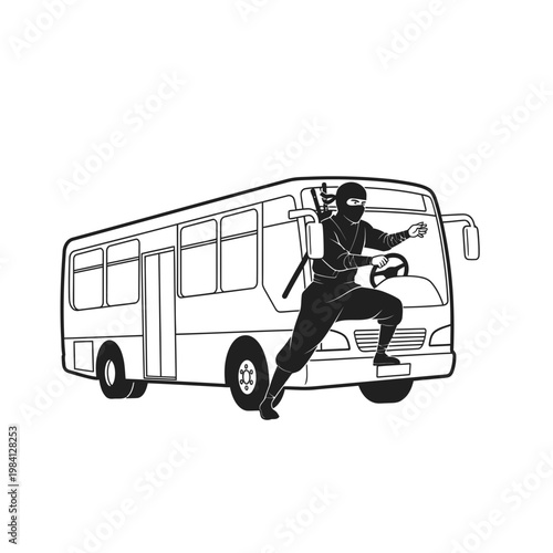 Ninja driving bus