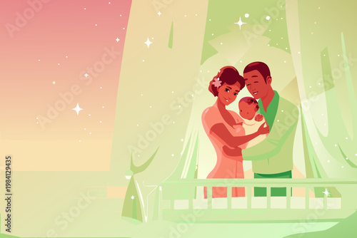 Maternity Ward With Newborn Baby And Parents Exper