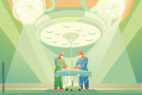 Surgical Operation Room With Surgeons Performing p