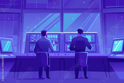 Team Engineers Monitoring Race Data on Multiple sc