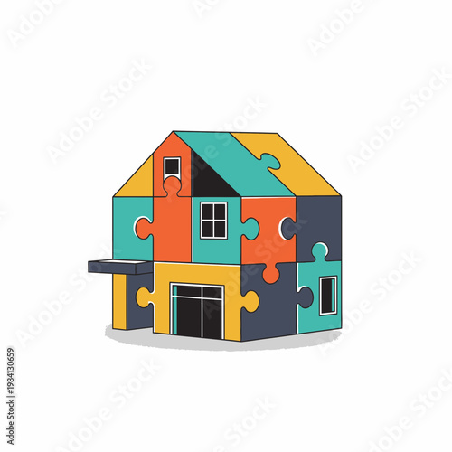 House Puzzle Concept - Building Home Solution, Real Estate Strategy