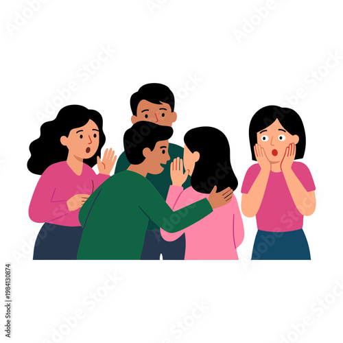 A group of friends share a surprised moment together indoors