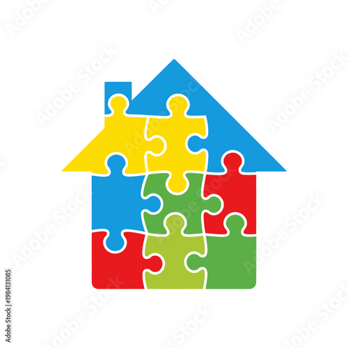 Colorful Puzzle House Icon