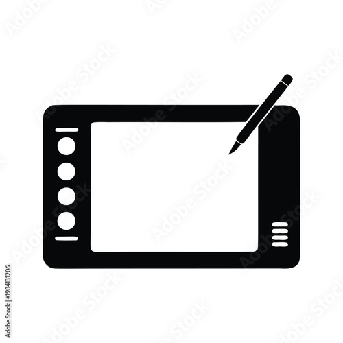 Digital drawing tablet stylus pen, perfect for graphic design and illustration, silhouette vector illustration, graphics tablet silhouette vector illustration