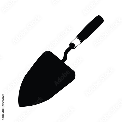 Garden trowel a black handle and a pointed blade silhouette vector illustration, hand trowel silhouette vector illustration