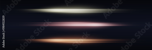 Elegant horizontal glowing light lines with soft neon shine and subtle motion on dark background.