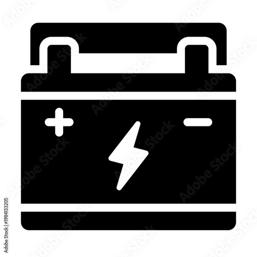 battery glyph icon. electric power. energy storage. vehicle ignition.