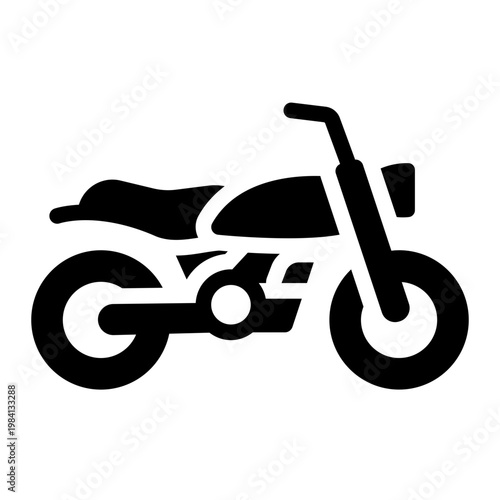 motorcycle glyph icon. vintage bike. retro cruiser. hobby riding.
