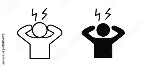 Anxiety icon editable stroke outline vectors. EPS10