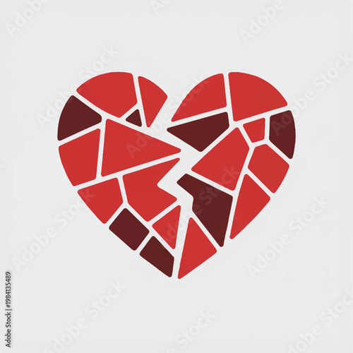 Shattered heart symbol with emotional pain relationship separation heartbreak shattered distress emotions conflict melancholy symbolic