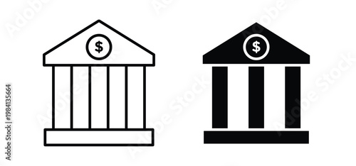 Bank icon editable stroke outline vectors. EPS10