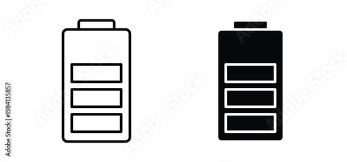 Battery icon editable stroke outline vectors. EPS10