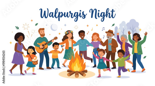 Vector of people celebrating "Walpurgis Night" 8