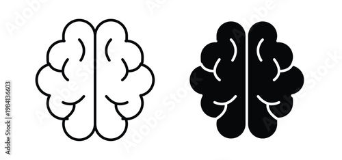 Brain icon editable stroke outline vectors. EPS10