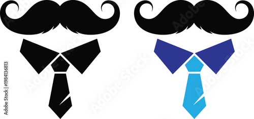 Stylized mustache and tie icons a bold and graphic representation of masculinity