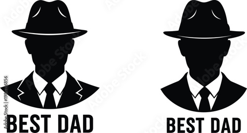 Silhouette of two men in hats with 'best dad' text below
