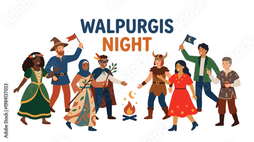 Vector of people celebrating "Walpurgis Night" 4