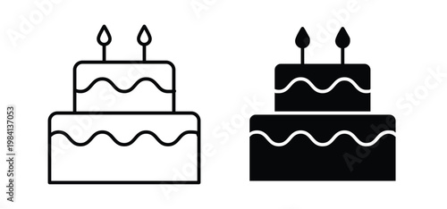 Cake icon editable stroke outline vectors. EPS10