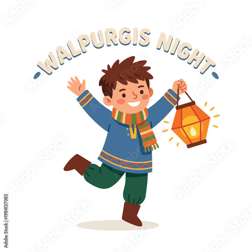Vector of a little boy celebrating "Walpurgis Night" 6