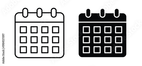 Calendar icon editable stroke outline vectors. EPS10